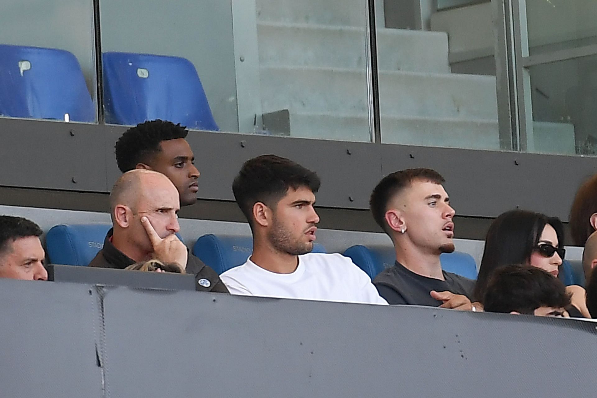 Carlos Alcaraz watches the Serie A match between Lazio and Juventus on Saturday, May 10. Source: Getty